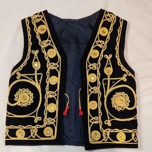 Embroidered Afghan Velvet Mirror Vest Sz S